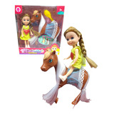 Muñeca Articulada Con Caballo Pony Cabalgata   Accesorios