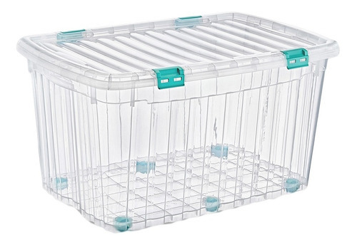 Caja De Almacenamiento Transparente Con Ruedas 120 Lts