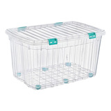 Caja De Almacenamiento Transparente Con Ruedas 120 Lts