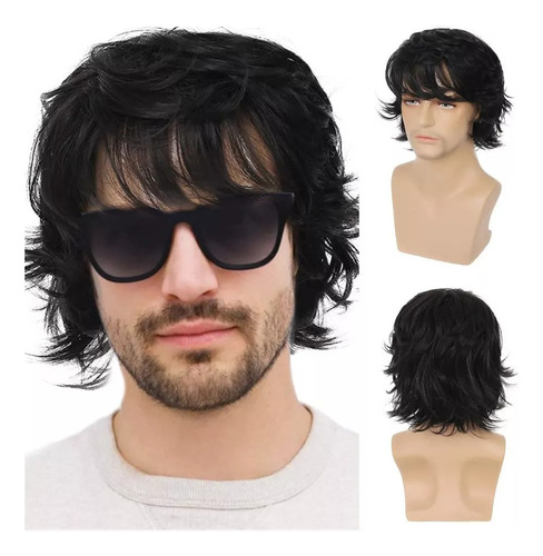 Peluca Para Hombres Corta Cabello Sintérico Natural Moda