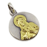 Medalla Sagrado Corazón De Jesús - Plata  Y Oro - 14mm