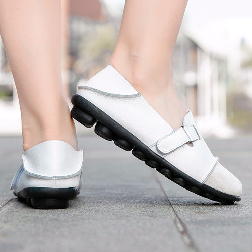 Zapatos Mujer Velcro Piel Suave Planos Tenis