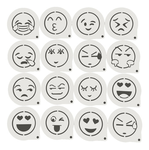Stencil Emoji Pintura Artesanato 5cm Cada 16 Peças 