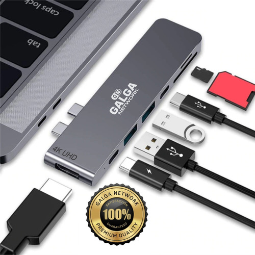 Adaptador Usb C Hub 7-1 Mac Macbook Air Pro 13 15hdmi 4k Color Gris Oscuro