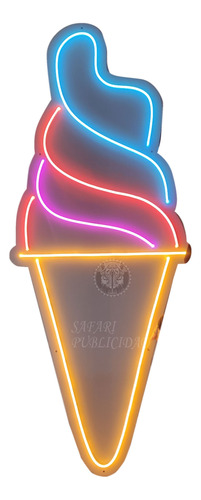 Cartel Cucurucho Helado Exterior Neón Led Exterior 1.5 Mts