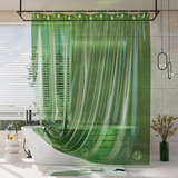 Cortina De Ducha Amazerbath 2 En 1, 100% Eva Verde Transpare