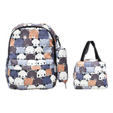 Mochila Lonchera Y Lapicera Osos Estampado Primaria Ll23bjm075 Lluvia Color Multicolor