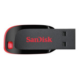 Pendrive Sandisk Cruzer Blade 128gb 2.0 Negro Y Rojo