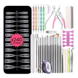 Kit Press On X240 Tips Stiletto Decoracion Uñas Manicuria