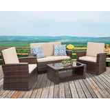 Juego De Muebles Jardin Patio Exterior 4 Piezas Envio Gratis