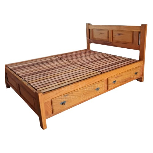 Cama Casal Queen 4 Gavetas +2 Mesas De Cabeceira Peroba Rosa