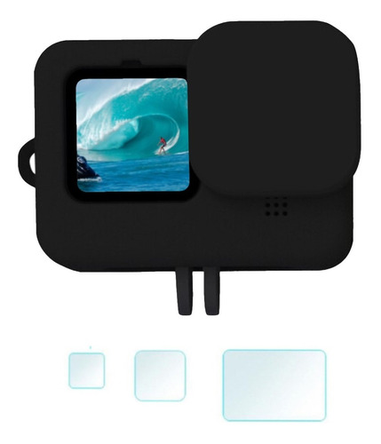 Capa Silicone + Película Lente Para Gopro Hero 9 10 11 Black