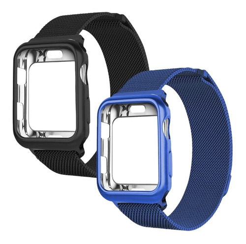 2 Correas Para Apple Watch Con Case Protector De Pantalla