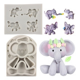 2pcs Molde De Silicona Elefante Flor Fondant Pasta Resina