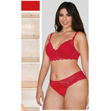 Brasier Y Panty Color Rojo Quemado Encaje Secret 810-20
