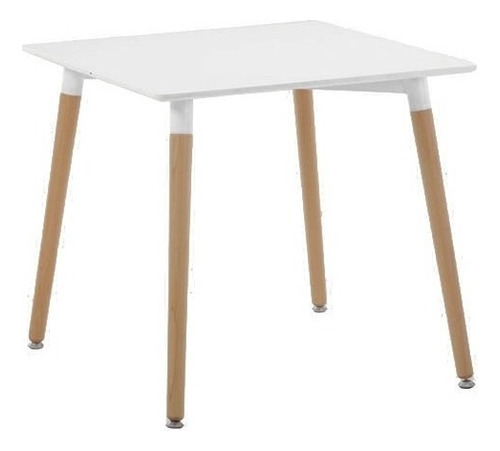 Mesa De Comedor Eames 70 X 70 Madera Nordica Bar Resto Full Tapa Blanco Patas Natural