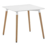 Mesa De Comedor Eames 70 X 70 Madera Nordica Bar Resto Full Tapa Blanco Patas Natural