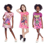 Kit 6 Vestidos Crianças Roupa Menina Lol Princesas Atacado