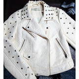 Chaqueta Campera De Cuero Zara Talle M Con Detalle 