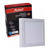 Kit 2un Plafon Led Quadrado 30x30 Sobrepor 6500k 24w Avant