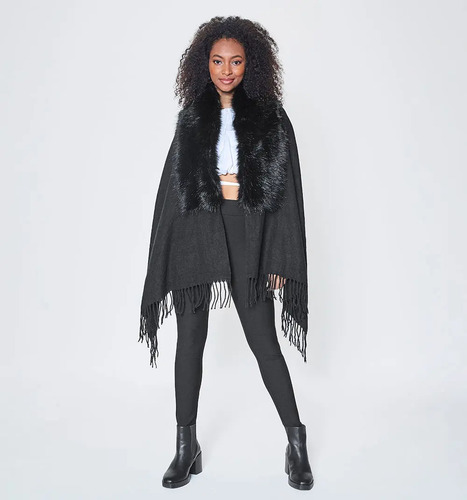 Poncho Capa Studio F Sobretodo Abrigo Pashmina Jorongo Lana