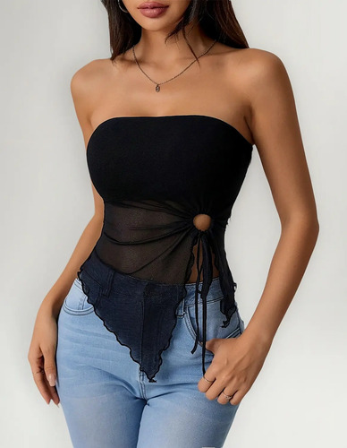 Blusa Top Tubo Crop Mujer Sexy Ajustable Casual Moda Cita | MercadoLibre