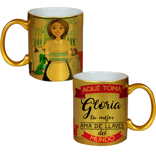 Taza La Mejor Ama De Llaves Personalizada Dorada M471