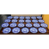 23 Platos Playos Porcelana Tsuji Old Blue Vajilla Antigua