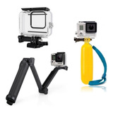 Kit Acessórios Caixa Estanque Gopro 9 10 Flutuante 3 Way