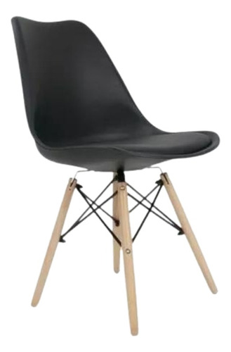 Cadeira De Jantar Eames Estofada Cor Preto Branco Ds