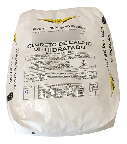 Cloreto De Cálcio Pa Saco 25kg