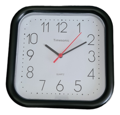 Reloj De Pared Análogo Cuadrado Timesonic 25.5 Cms