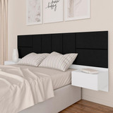 Cabeceira Suspensa Para Cama Casal Malibu Branco/preto -  Ma Cor Branco/preto 06