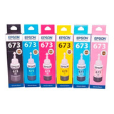 6 Pack Botella Tinta Epson T673 Ecotank L805 L810 L850 L1800