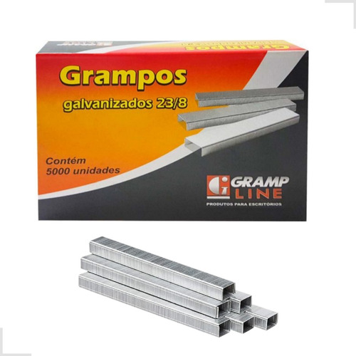 Grampo Galvanizado 23/8 Com 5000 Unidades Para Grampeador