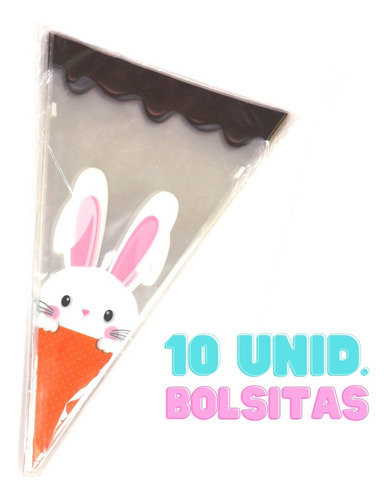 10 Bolsas Para Huevos Zanahorias Conejo De Pascua Tipo Cono