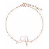 Pulsera Acero Pez Electro Corazón Amor - Rose Gold / Gold