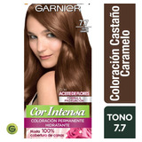 Kit Tintura Garnier Cor Intensa Tono 7.7 Castaño Caramelo