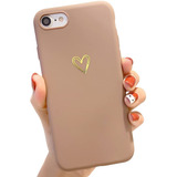 Funda Para iPhone 6 / 6s 4.7 Tpu Marron Claro Corazon Dor...