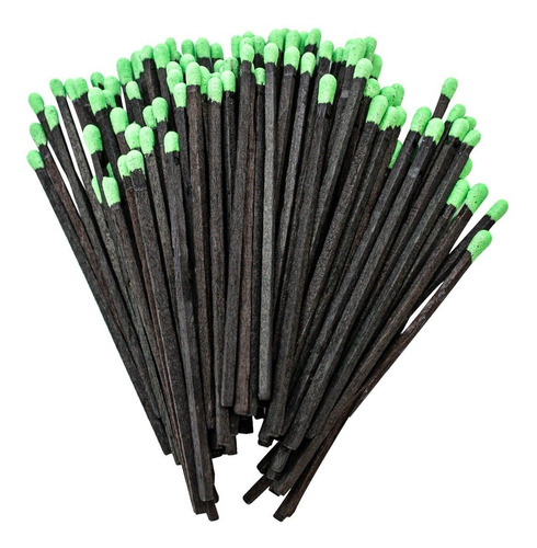 Pack X 100 Fosforos Negros Cabeza Verde 10cm