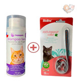 Repelente De Pulgas Para Gatos Shampoo Seco + Collar - Pack