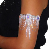 Luxo Pulseira Bracelete Braco Tornozeleria Prateado Strass