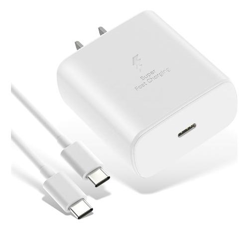 Cargador Super Rapido 25w Para Samsung C To C Blanco E/g