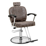 Sillon Silla Barberia Estetica Clasica 360° Moderna Color Cafe Forma De La Base Redonda Tipo De Respaldo Fijo