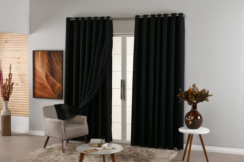 Cortina Blecaute Tecido  4,00x2,30 Com Voil Sala/ Quarto