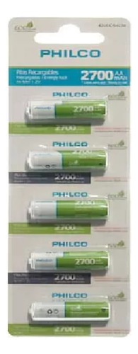 Pilas Recargables Philco Aa 2700 Mah Pack 5 Baterias, 1,2v