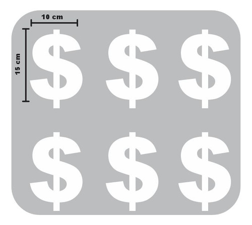 Calcomanias Sticker Signo De Pesos 10 X 15 Cm  6 Piezas 