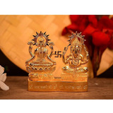 Craftvatika Metal Chapado En Oro Decorativo Laxmi Ganesha Se