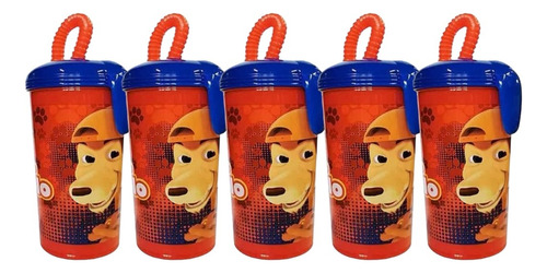 Pack 5 Vasos Con Bombilla Niños Sport Perro Chocolo 400ml