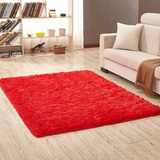 Tapete 1,00x1,50 Sala Quarto  Casa Laura Enxovais Felpudo Super Macio Shaggy Vermelho